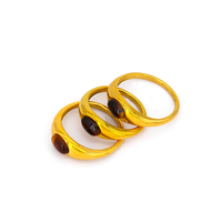 Bague ovale en acier inoxydable plaqué or 18 carats avec pierre œil de tigre, anneau massif bombé en pierre naturelle pour femme, idéale pour le quotidien