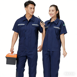 Overoles Funcionales Antiestáticos de Algodón Puro para Hombre, Ropa de Seguridad Industrial de Manga Corta para Taller y Fábrica - Product Image 1