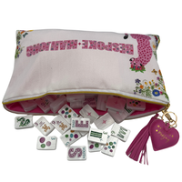 Tuiles de Mahjong de Luxe Xusheng, Ensemble de 160 Pièces, Thème Safari Printanier - Blanc Nacré, Matériau Acrylique, Idéal pour Fêtes ou Cadeaux