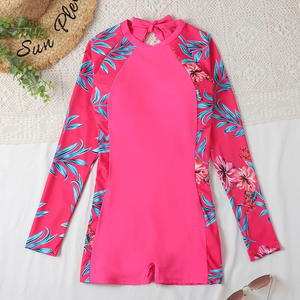 Bañador personalizado con estampado de sublimación para mujer, traje de baño de Surf con logotipo para niña, ropa de playa de manga larga sin espalda, venta al por mayor - Product Image 5