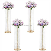 Centres de table de mariage modernes en métal, supports floraux en acrylique style lustre, décoration d'intérieur de haute qualité