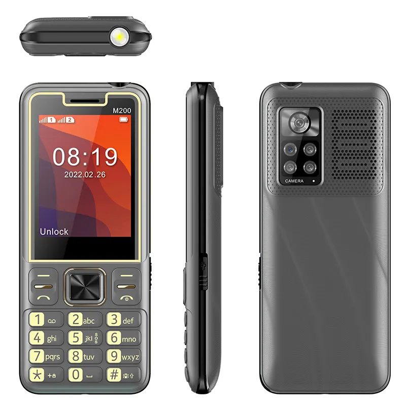 M200 GSM 2G BAR telefono Dual SIM Card grande chiave 2.4 pollici schermo cellulare per il vecchio uomo donna MP3 registratore