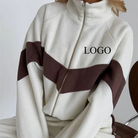 KM Vêtements de fitness personnalisés avec logo, jogging, sweat à capuche surdimensionné avec fermeture éclair complète, ensembles deux pièces chauds pour l'hiver, vêtements pour femmes