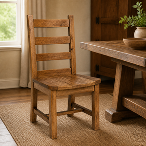 Chaise de salle à manger scandinave moderne en teck massif avec dossier en échelle courbé, assise cintrée, imperméable et écologique pour l'extérieur et l'hôtellerie - Product Image 3