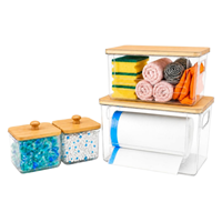Lot de 4 distributeurs de sacs poubelles empilables, organisateur multifonctionnel sous l'évier pour sacs poubelles, support de rangement pour armoire de cuisine et garde-manger