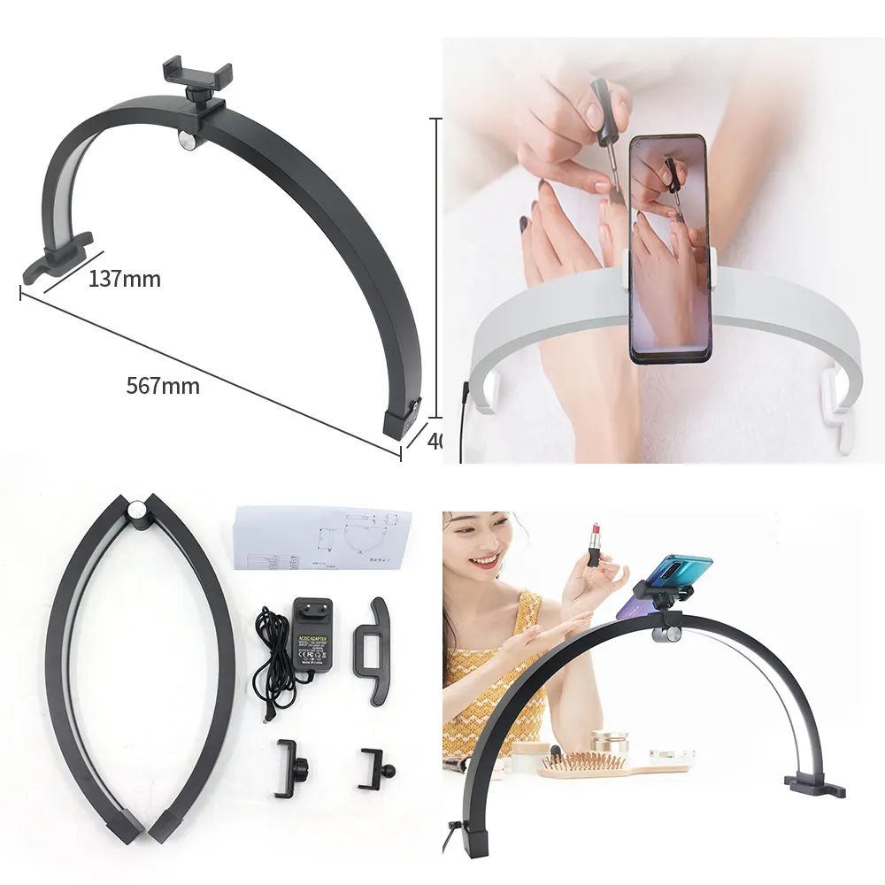 China hot sale Arc Lamp U-shaped Half-moon Nail Highlight Lamp Fill Live Broadcast LED Desk Lamp