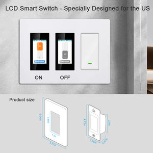 Precio de Fábrica, Interruptor de Luz Inteligente Tuya Wifi L9 LCD de 1/2 Canal, Interruptor Táctil Inteligente Compatible con Alexa y <span class=keywords><strong>Google</strong></span> <span class=keywords><strong>Home</strong></span> para América - Product Image 2