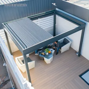 Couverture de Patio étanche système de toit à perche électrique pour l'extérieur, Pergola de jardin en aluminium, écran d'ombrage, Pergola 3.5X6m