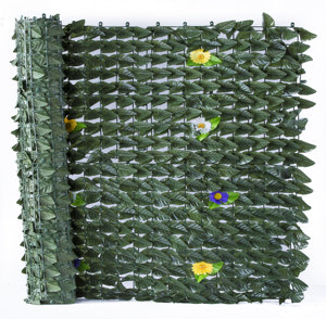 Bouton-pression de feuille de pêche artificielle et clôture de fleurs chaudes tricolores pour la construction de jardin - Product Image 1