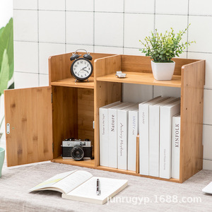 Bamboo <b>Desktop</b> Bookshelf 2 Tier Storage Rack Office Organizer Simple Wooden <b>Shelf</b> for Books and Decor - Product Image 3