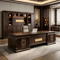 LBZ-310X Nouvelle commode de style chinois en bois massif Wujin, structure à tenons et mortaises, bureau de direction, laiton de luxe léger