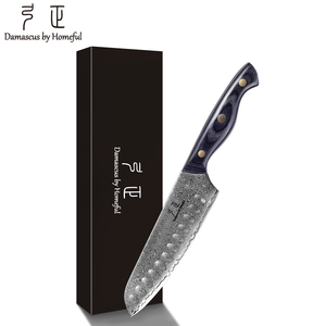 Couteau de chef Santoku professionnel pour la cuisine, lame ultra-affûtée en acier Damas VG10 avec manche en bois Pakka - Product Image 4