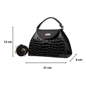 Bolso Bandolera Negro Fana Acalia con Patrón de Cocodrilo, Bolso de Pecho Premium para Mujer con Correa para el Hombro, Estilo Moderno para Adultos - Product Image 1
