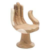 Fauteuil de loisirs en chêne sculpté à la main Regal, design durable et écologique, base de support stable pour jardin extérieur, patio, assise confortable