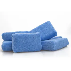 工厂直销超细纤维擦车海绵套装蓝色洗车海绵垫汽车清洁