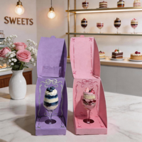 Boîte à gâteau pliable en papier pour mariage, anniversaire, Saint-Valentin, emballage de cupcakes en verre avec design personnalisé