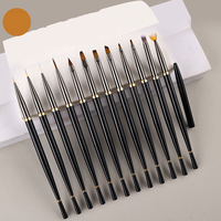 Professionnel sirène queue Gel 12 pièces noir poignée mentale Logo personnalisé mince Nylon cheveux Nail Art peinture Liner brosse ensemble outils de bricolage