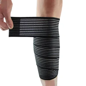 工厂批发可调式弹性强力提升膝盖包裹运动用橡皮筋绷带