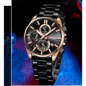 Montres chronographes pour hommes CURREN 8475 en acier inoxydable avec aiguilles lumineuses, trois sous-cadrans, date automatique, design tendance, quartz - Product Image 5