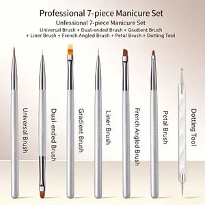 ชุดแปรงทำเล็บ 7 ชิ้น แปรงเพ้นท์เล็บปลายคู่ แปรงไลเนอร์ แปรงหัวตัด แปรงแต่งลายจุด สำหรับร้านทำเล็บและ DIY - Product Image 1