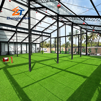 Tenda Atrium Aluminium Hitam Mewah Dinding Kaca Atap Transparan Kain PVC Tahan Air untuk Pernikahan dan Pameran Luar Ruangan