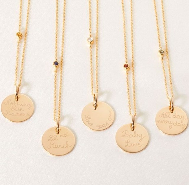 Inspire Jewelry Personalized Birthstone Chain Necklace Engraved logo Disc Charm Pendant Jewelry Necklace Custom Name Necklace