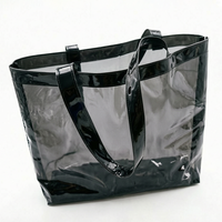 Sacs fourre-tout publicitaires personnalisés en PVC épais transparent avec longue poignée pour la plage, les voyages, les courses quotidiennes