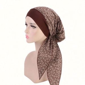 En gros, Bonnet chimio en coton imprimé style pastoral africain pour femmes, avec bandeau élastique, bonnet hijab à capuche et turban - Product Image 4
