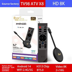 TV98 ATV X8 <span class=keywords><strong>Android</strong></span> 14 8K/4K Décodeur Allwinner H313 Wi-Fi double bande Commande vocale TX3 pour - Product Image 5