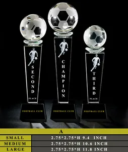 Trofeos y medallas deportivos personalizados trofeos de fútbol de metal de resina de cristal cualquier pelota