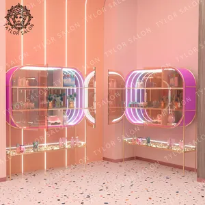 Soporte para esmalte de uñas a la moda, diseño de puerta de cristal, vitrina, tienda, diseño Interior, muebles de exhibición de lujo