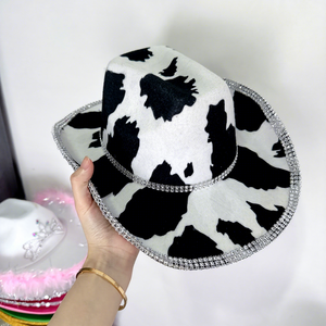 หมวกคาวบอยสีน้ำตาลประดับเลื่อมสีชมพูและคริสตัลสุดหรูจาก HLC เหมาะสำหรับคอสเพลย์ งานปาร์ตี้ธีมตะวันตก และตกแต่ง - Product Image 3