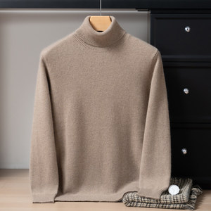 Wholesale Autumn and Winter Men's <strong>Turtle</strong> <strong>Neck</strong> 100% Cashmere Thick <strong>White</strong> Bottoming Shirt Sweater. - Product Image 6