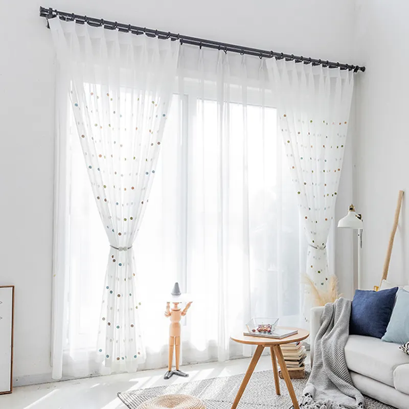 Wholesale Cheap Factory Solid Color Window Curtain Home Wedding Decoration Translucent Sheer Curtain For Living Room