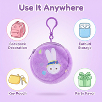 Dompet Koin Boneka Kartun Lucu dengan Gantungan Kunci yang Aman dan Kokoh, Dompet Mini Boneka dengan Resleting untuk Segala Usia