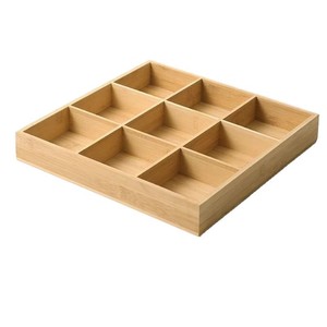 Caja de almacenamiento de madera con nueve compartimentos, bandeja de bambú y madera para aperitivos, bandeja para acompañamientos de hot pot, bandeja de madera para frutas secas. - Product Image 2
