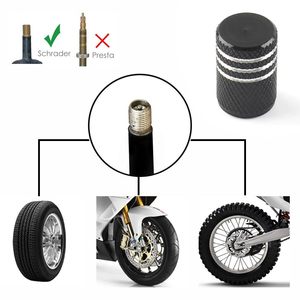 Tapas de válvula de aluminio negras para neumáticos sin cámara de coche y motocicleta, diseño de tres ranuras, boca estándar americana - Product Image 2