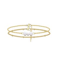 Joyería de Mano de Diseño Exclusivo de Alta Gama, Serie Bestie, Cadena de Acero Inoxidable Chapada en Oro de 18K, Doble Capa, 6mm, Imitación