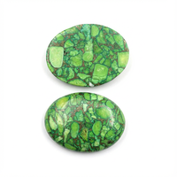 Vente en gros de pierres précieuses en turquoise verte naturelle sur mesure, taille ovale, polies, cabochons en pierres précieuses en vrac pour la fabrication de bijoux