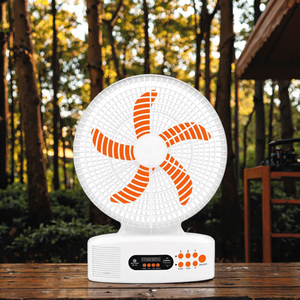 Ventilador de panel solar de 12 pulgadas para acampar, <span class=keywords><strong>cargador</strong></span> portátil, ventilador de batería, ventilador recargable solar eléctrico USB con luz - Product Image 2