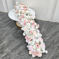 Modèles phares : Composition florale artificielle de roses rouges en soie moderne, faite à la main, réaliste, longue, pour chemin de table de mariage