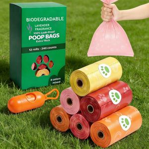 Bolsas Biodegradables para Excremento de Perro, Hechas de Almidón de Maíz, Ecológicas, Aroma a Lavanda, 23x33cm, 15 Bolsas/Rollo, Color Personalizable, Venta al Por Mayor - Product Image 1