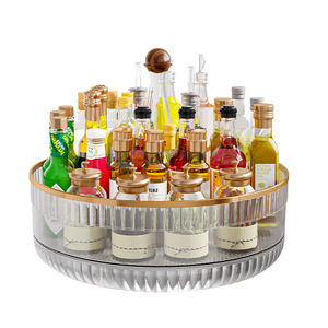 Rotating Spice Rack 360 Degree Turntable For Oil Salt Sauces Condiments Storage Desktop Organizer L Size Metal Lid - Product Image 4