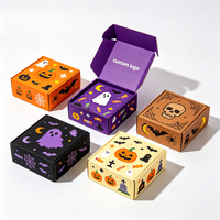 Boîte d'expédition en carton ondulé de luxe imprimée UV pour Halloween, écologique et pliable, pour cadeaux et bonbons de fêtes
