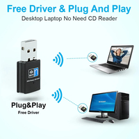 Carte Réseau Sans Fil Mini USB 2.0 Double Bande 802.11b/n/g 2026 avec Antenne Wi-Fi 300 Mbps Adaptateur 2.4 GHz 300m pour Ordinateurs Portables
