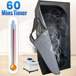 ポータブルスチームサウナ屋内ホームSPAフルボディパーソナルサウナテント折りたたみ椅子温度時間1500Wリモコン付き - Product Image 4