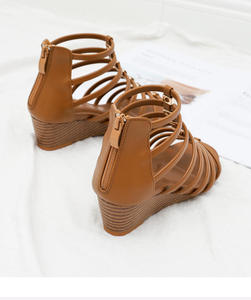 Chaussures personnalisées de couleur unie semelle de chanvre talon compensé chaussures de pêcheur chaussures en toile sandales à lanières décontracté talons hauts <span class=keywords><strong>espadrilles</strong></span> - Product Image 5