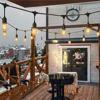 Guirlandes lumineuses d'extérieur S14, douille E27, câble noir de 20 m, connectables, à intensité variable, blanc chaud, décoration suspendue pour jardin, Noël