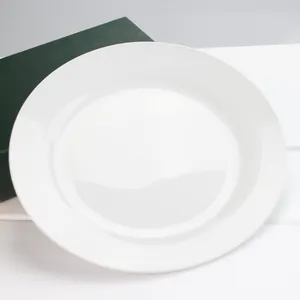 रेस्तरां में उपयोग के लिए फैक्टरी थोक कस्टम मुद्रित 8 इंच 10 इंच सफेद सिरेमिक डिनर प्लेट चीनी मिट्टी के पत्थर के पात्र व्यंजन सेट
