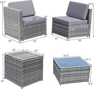 Ensemble <span class=keywords><strong>de</strong></span> mobilier <span class=keywords><strong>de</strong></span> <span class=keywords><strong>jardin</strong></span> <span class=keywords><strong>en</strong></span> rotin tressé PE avec boîte <span class=keywords><strong>de</strong></span> rangement, canapé d'angle <span class=keywords><strong>en</strong></span> forme <span class=keywords><strong>de</strong></span> L rembourré et table <span class=keywords><strong>en</strong></span> verre pour terrasse et cour - Product Image 3